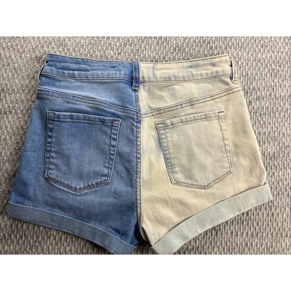 PacSun Shortie Shorts Two-Tone Bleached Distressed Super Stretch High Rise Sz 25 - Picture 7 of 7